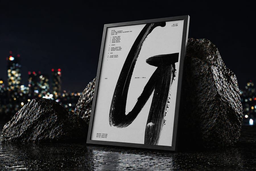 Framed Poster Leaning on Rocks Mockup