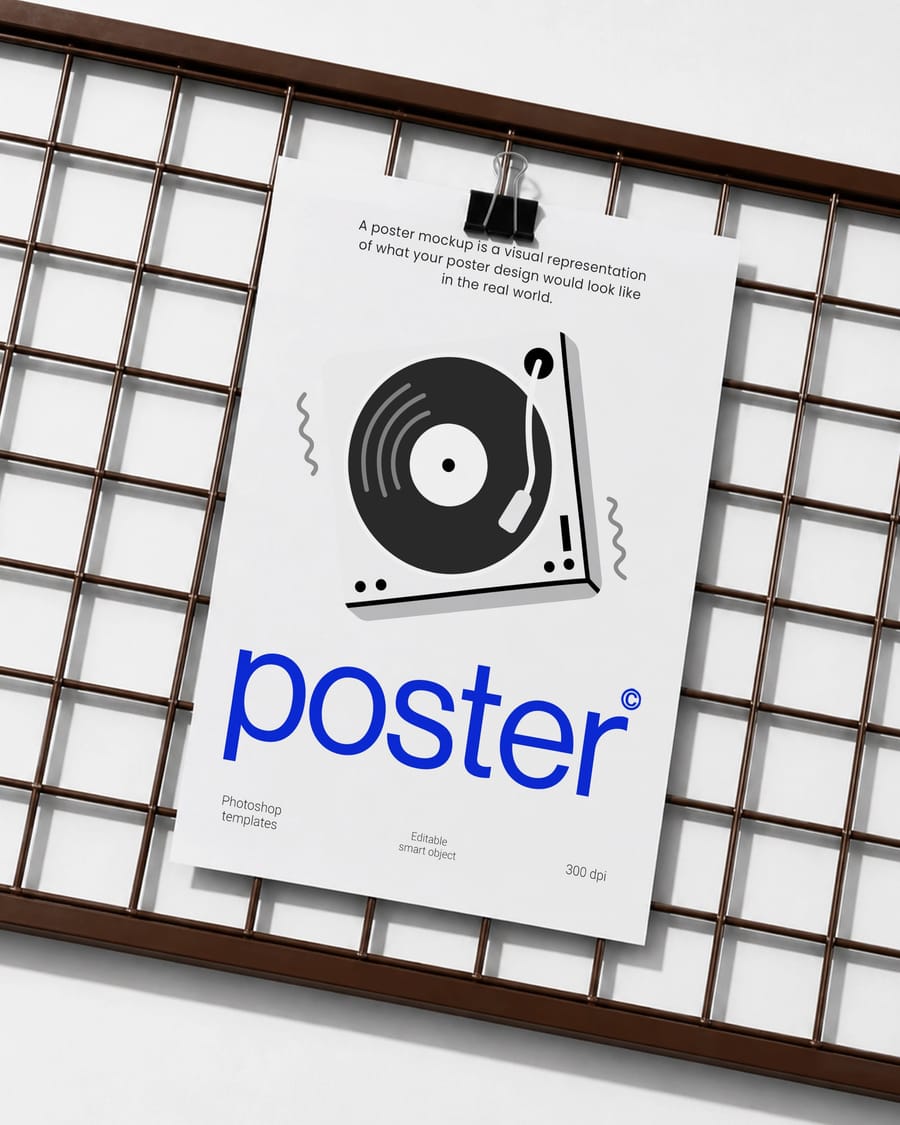 Metal Grid Hanging Poster Mockup