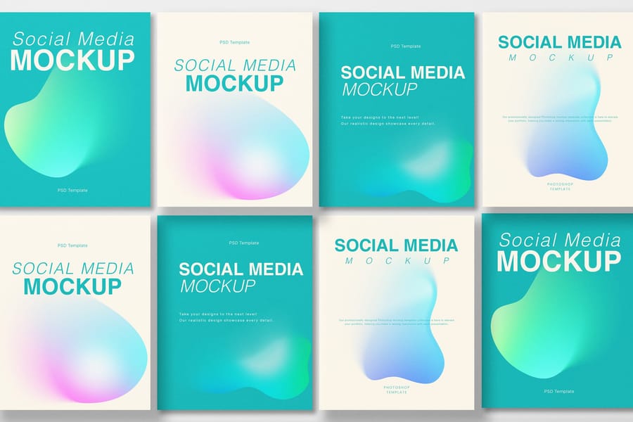 Multiple Fluid Neon Social Media Mockup