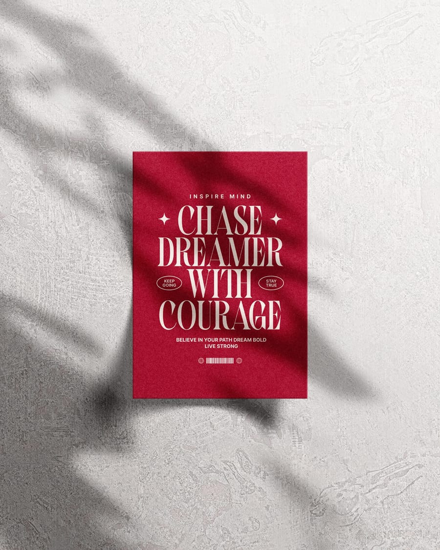 Realistic Poster Mockup on Wal