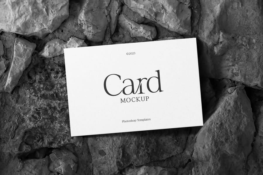 Stone Texture Business Card Mockup