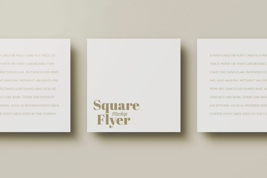 Three Square Flyer Postcard Mockup