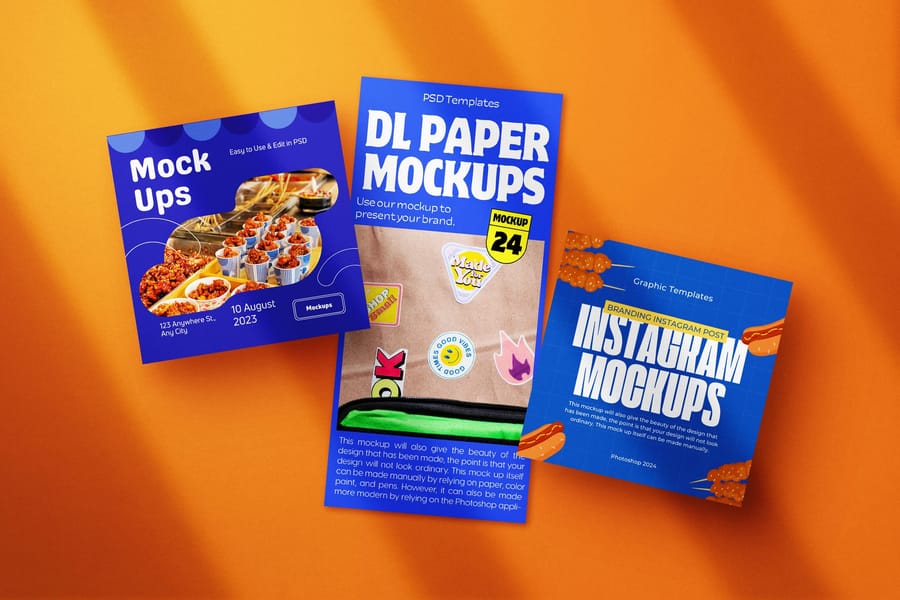 Bluerange Vibe DL Paper and Instagram Post Grid Mockup