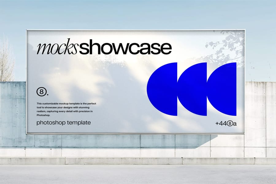 Clean Wide Billboard Mockup on Sidewalk