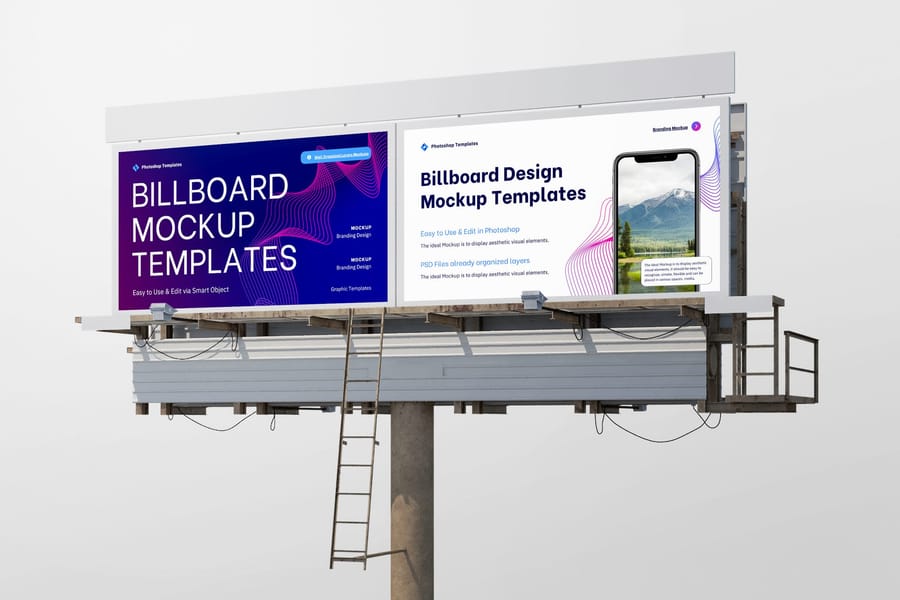 Double Billboard Left View Mockup
