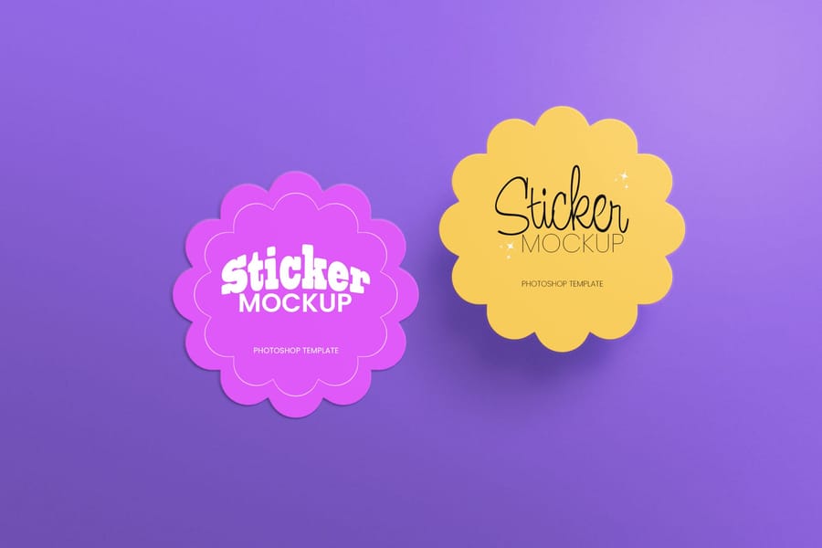 Dual Scallop Purple Wall Sticker Mockup