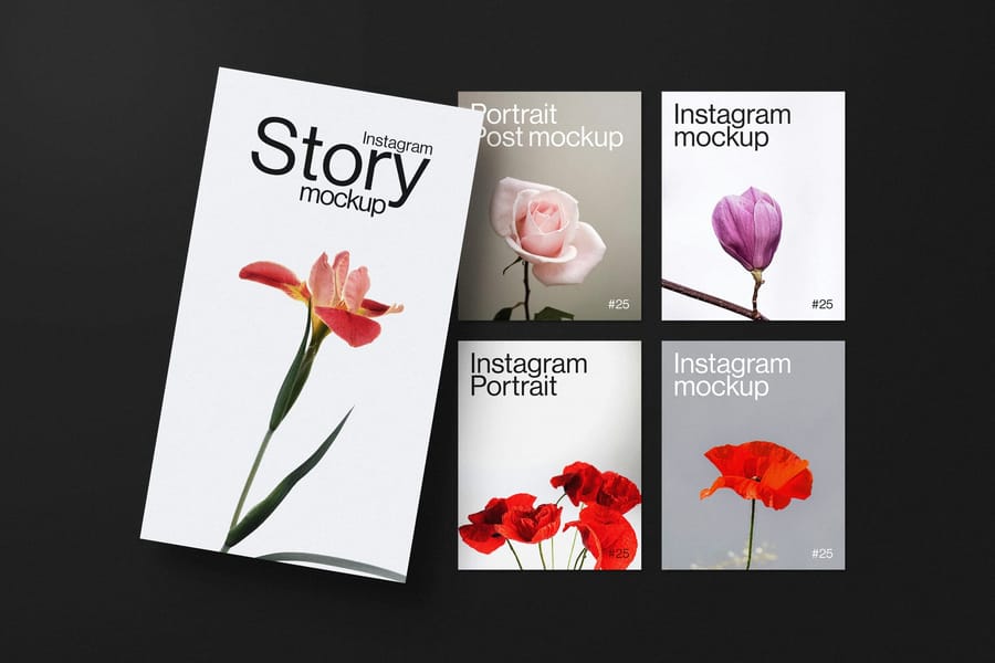 Floral Concept Instagram Social Media Portrait Mockup