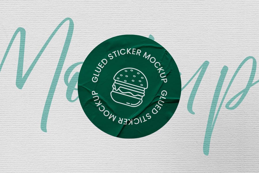 Forest Green Decal Circular Sticker Mockup