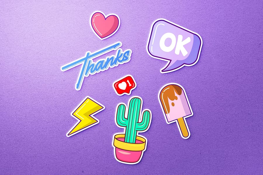 Fun Cartoon Pop Cluster Sticker Mockup
