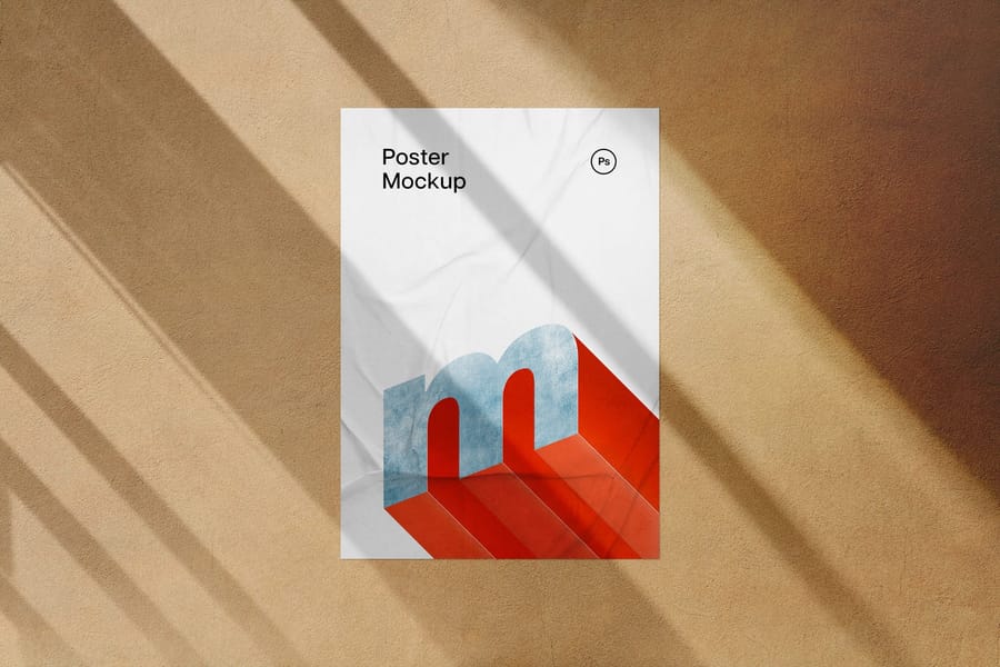 Glued Wall Poster Mockup