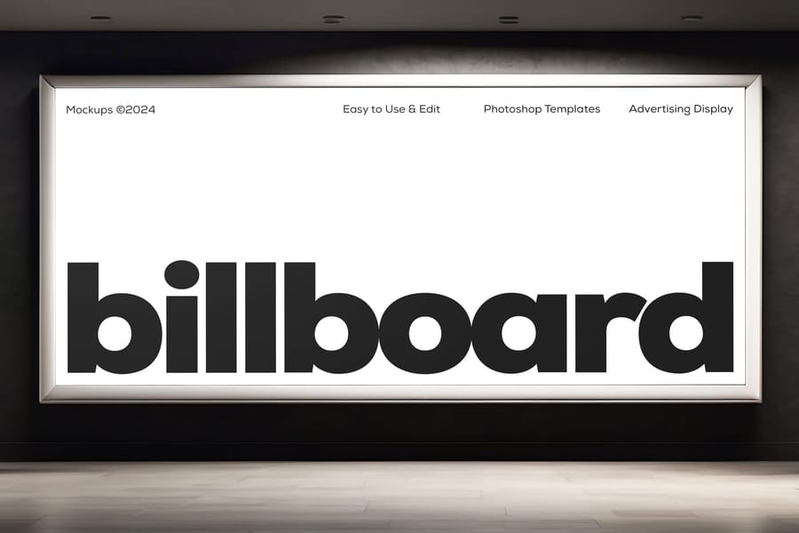 Interior Rectangle Billboard Sign Mockup