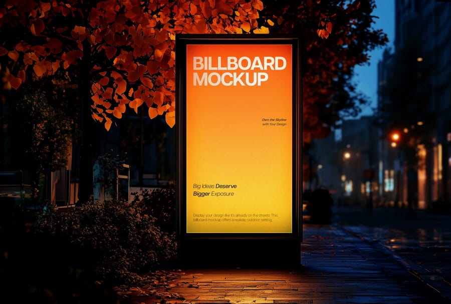 Night Glow Vertical Billboard Mockup