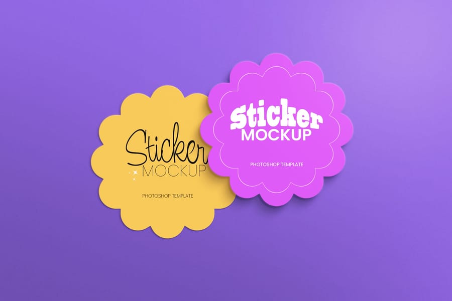 Overlapped Scallop Decal Sticker Mockup