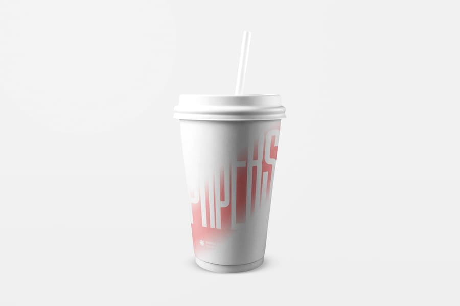 Paper Coffee Cup Mockup with Straw