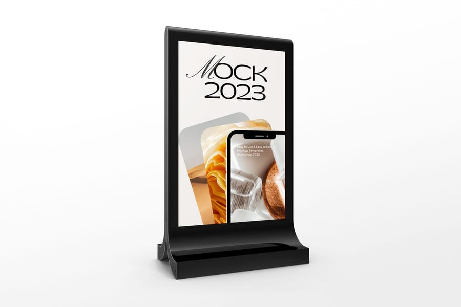 Right View Black Glossy Billboard Mockup