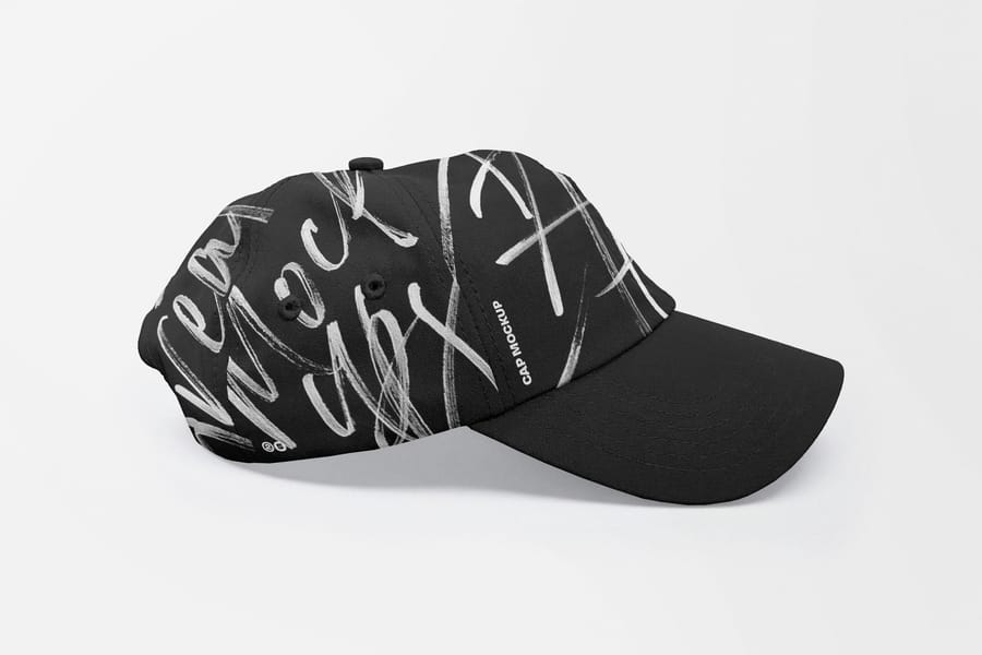 Side View Black Cap Mockup