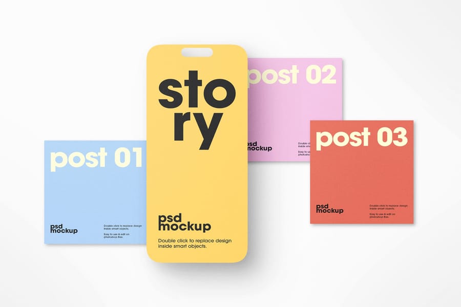 Soft Tone of Instagram UI Post Story Mockup