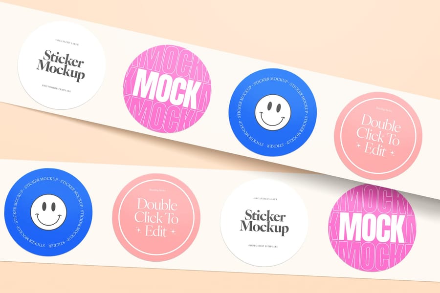 Softly Tone Horizontal Tape Sticker UI Mockup