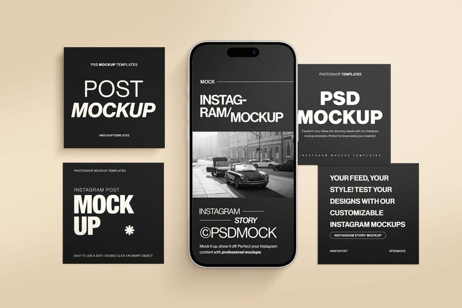 Symmetric Flanked UI Row Story and Post Mockup
