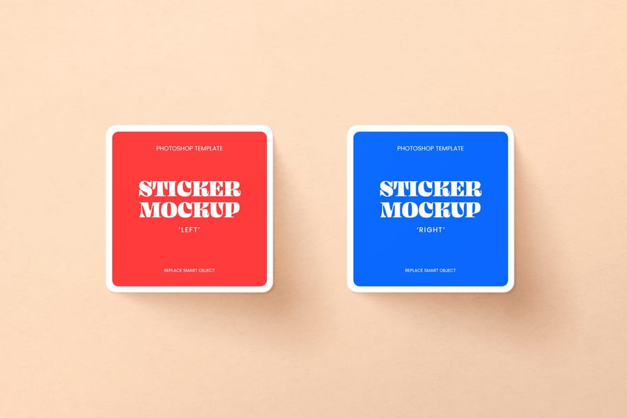 Symmetrical Box Sticker Decal Mockup