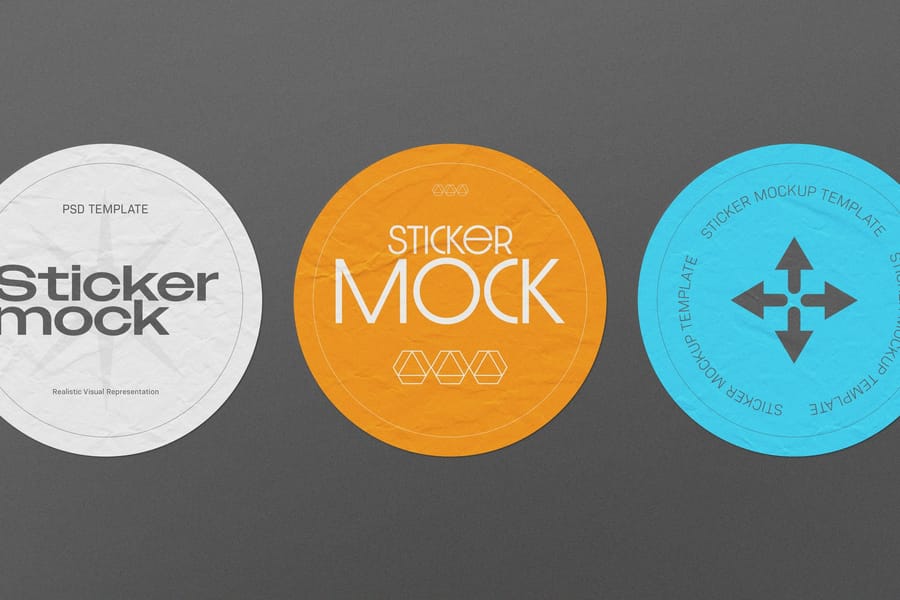 Trio Clean Grainy Circle Sticker Mockup