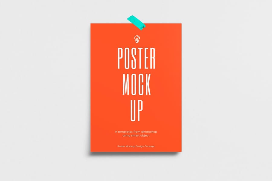 Orange Poster Mockup With Tape