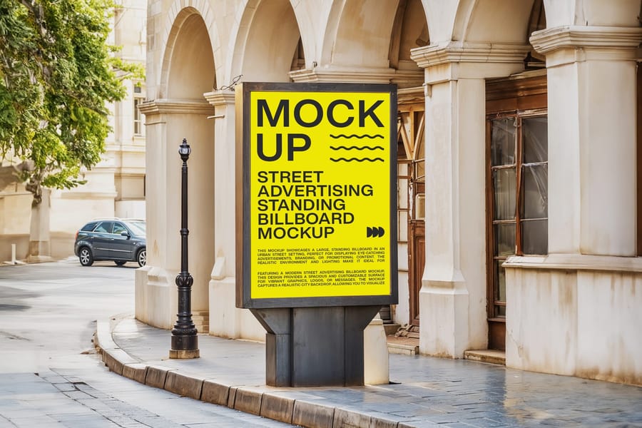 Street Advertising Vertical Standing Billboard Mockup